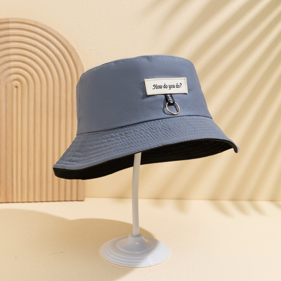 Simple Solid-color Double-sided Fisherman Hat With Lettering