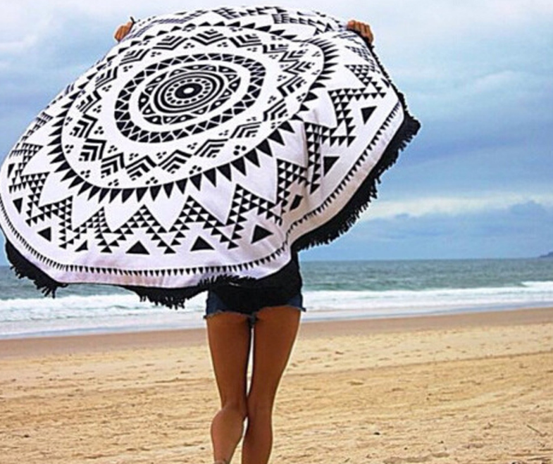 European and American printed tassel round beach mats