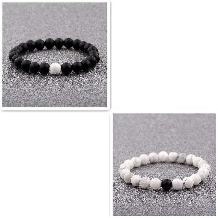 Natural stone couple distance bracelet