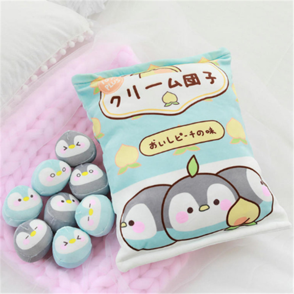 A Large Bag Of Snacks And Pillow Plush