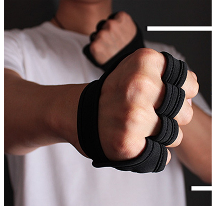 Black Breathable Weightlifting Sports Gym Half Finger Protector