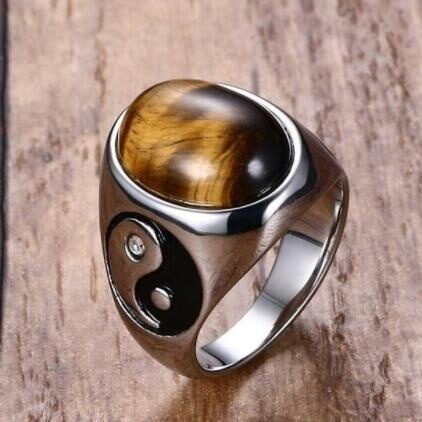 Vintage Men Boy Oval Tiger Eye Brown Stones