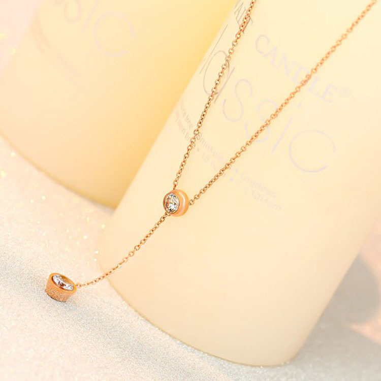 Stainless steel plated 18K rose gold single drill