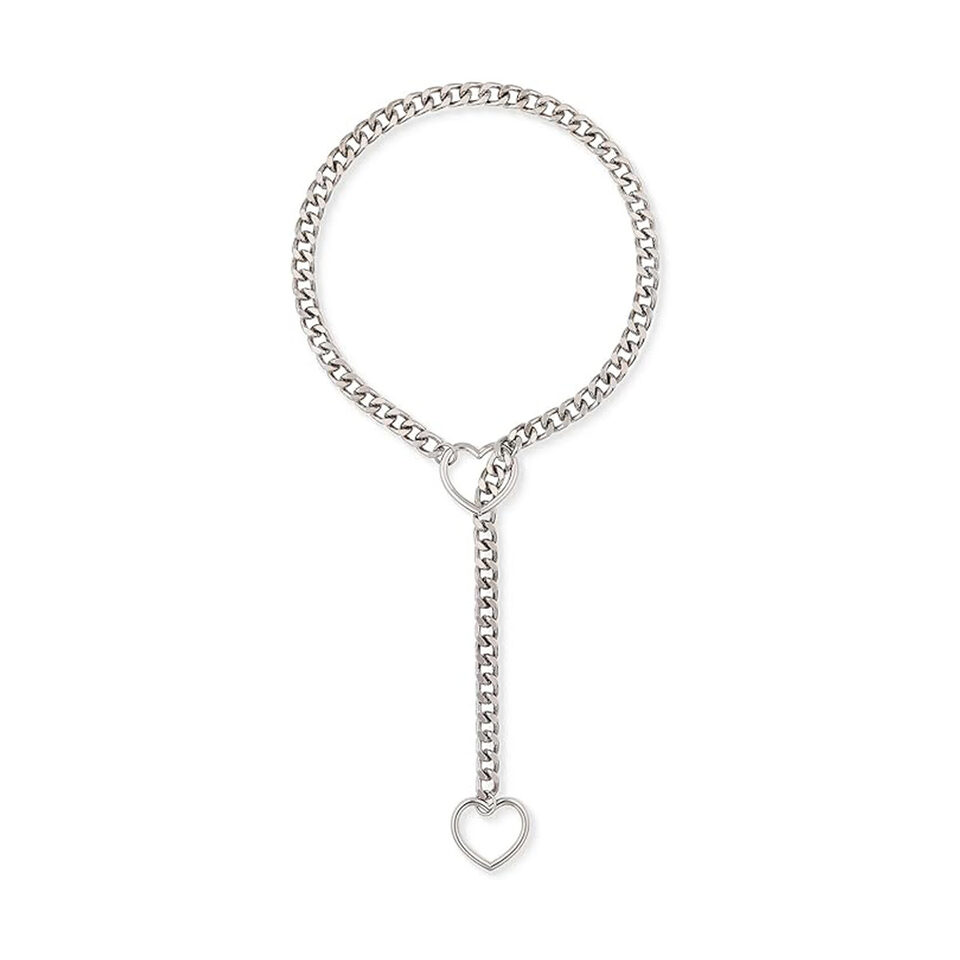 Stainless Steel Lariat Heart Necklace Personality Heavy Ring