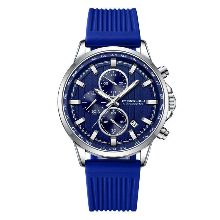 New Men's Silicone Strap Six-pin Steel Business Casual