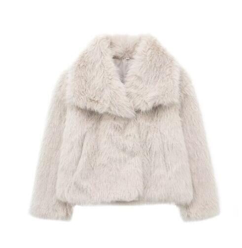 Winter Plush Coat Fashion Warm Thicken Fluffy Lapel