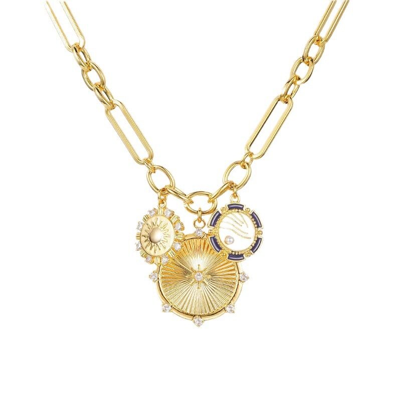 Fashion Jewelry Creative Sun Pendant Necklace Copper-plated Gold
