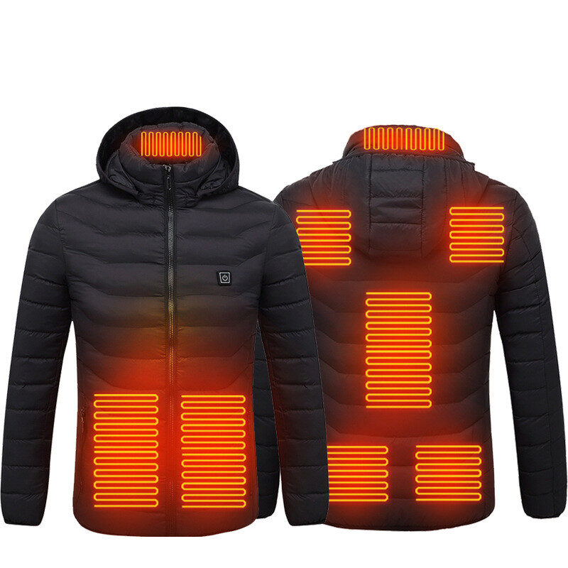 Men's Intelligent 8-zone Heating Stand Collar Hooded Lightweight