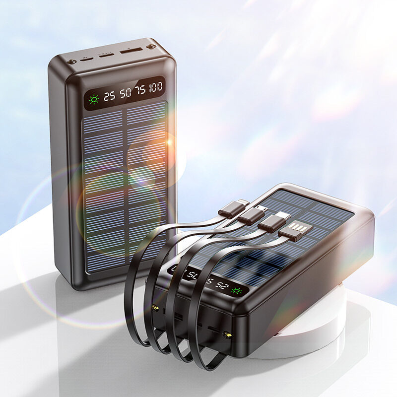 Solar With Cable Power Bank 30000 MA Mobile