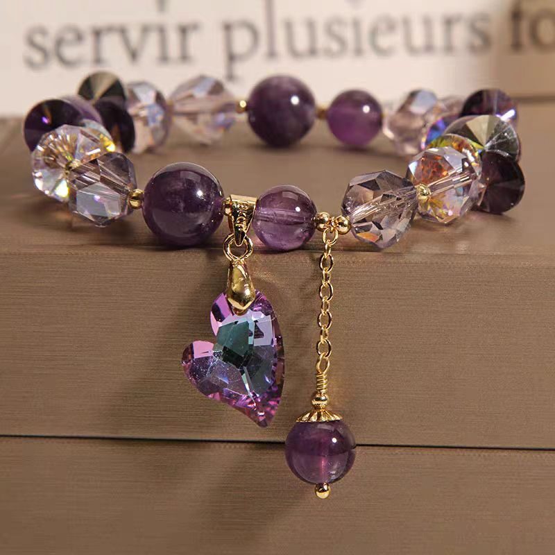 Purple Heart Crystal Bracelet Fashion Elegant Natural Amethyst