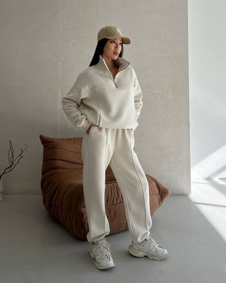 Y2K Winter Jogging Women Two Piece Set Female