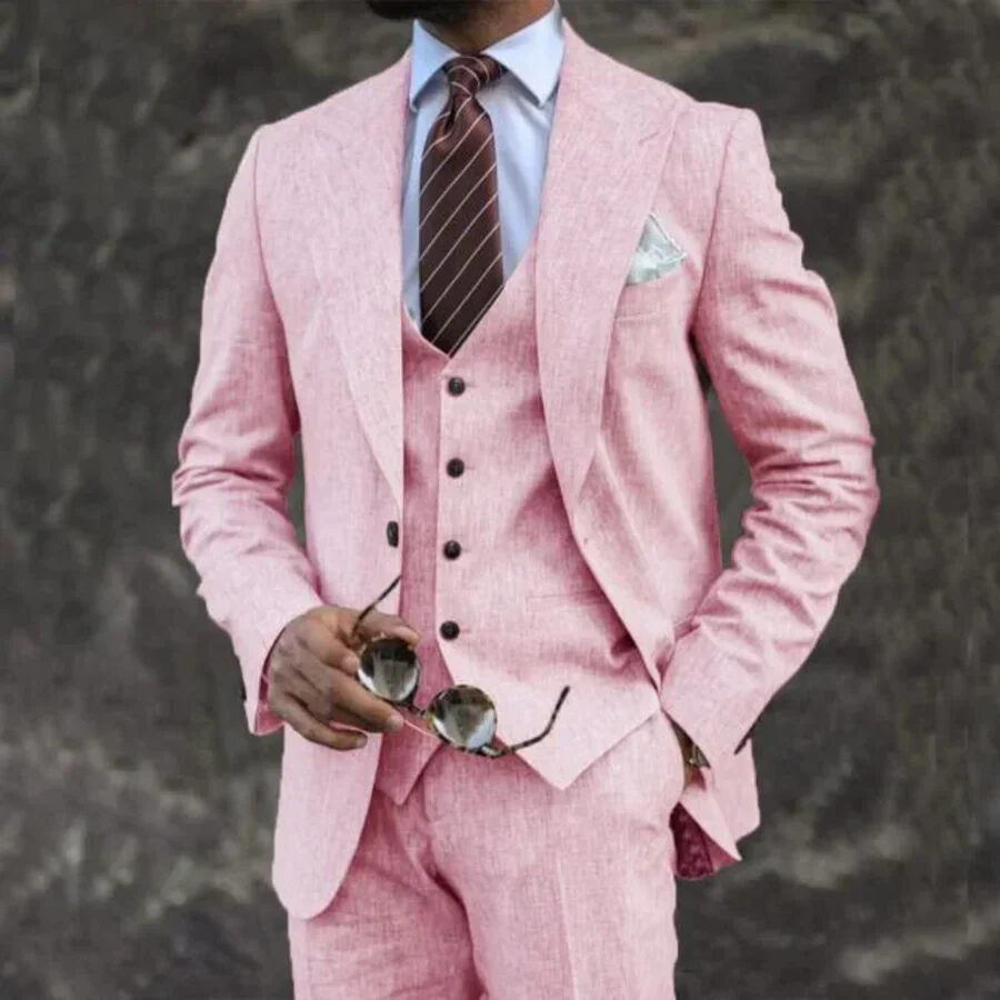 European And American Pink Business Casual Suit Three-piece
