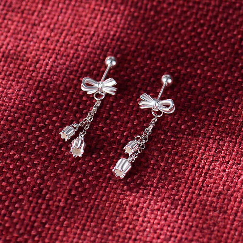 Bow Eardrops Sweet Tassel Bone Stud Temperament Ethnic
