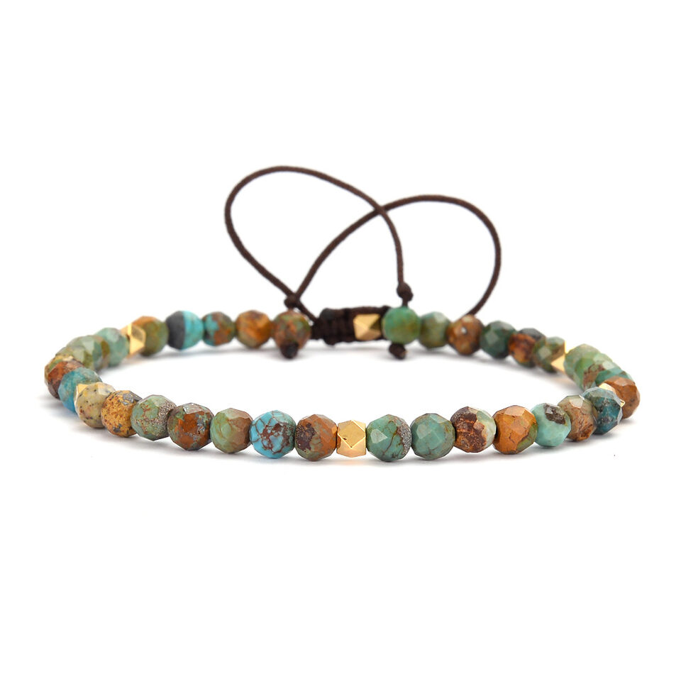 Natural African Turquoise Braided Bracelet Adjustable
