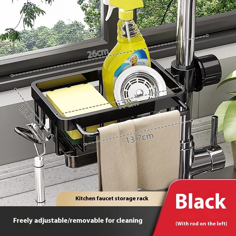 Kitchen Space Aluminum Sink Faucet Storage Rack Dishwasher