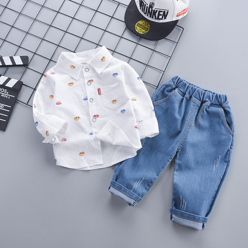 Children's Clothing Autumn Korean Style Casual Shirt Two-piece