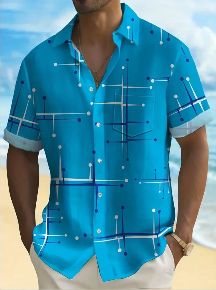 Fashion Printed Shirt Men's Clothing Print Lapel Short
