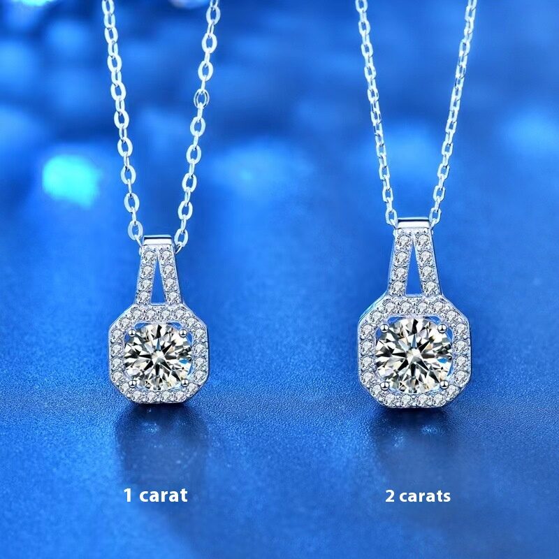Moissanite S925 Sterling Silver Necklace For Women All-match