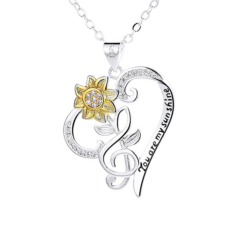 Pastoral Style Two-color Sunflower Pendant Trend Heart Clavicle