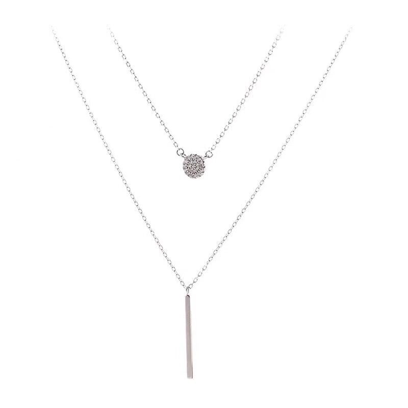 S925 Silver Color Double Chain Long Stick Micro
