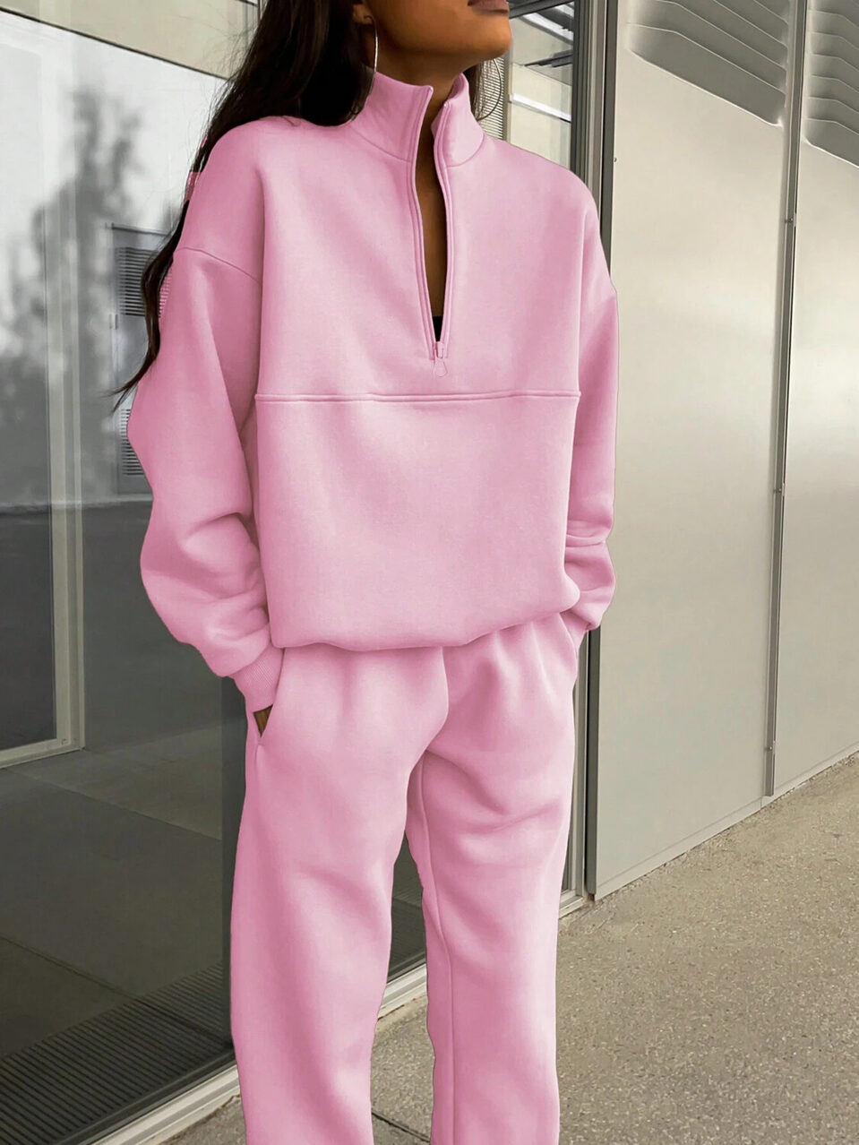 Long-sleeved Sports Sweatshirt Suit Fashion Stand-up Collar Zip-up