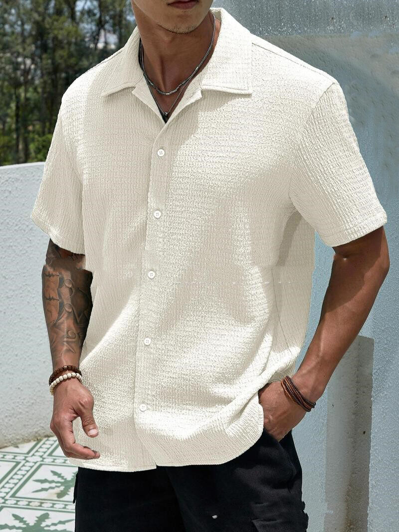 Men's Solid Color Short Sleeve Shirt Fashion Casual
