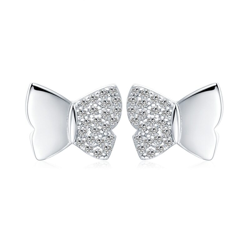 Korean Style Cute And Compact Butterfly Copper Plated Stud Earrings