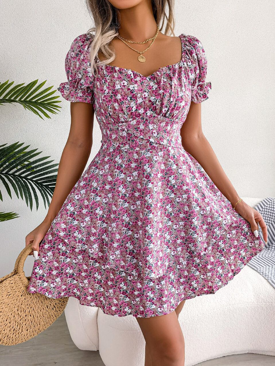 Women Mini Dress Temperament Big Swing Loose Hem