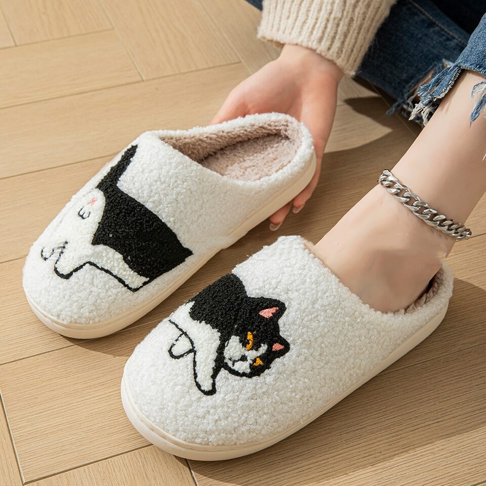 Cartoon Cotton Slippers For Women Men Indoor Outdoor