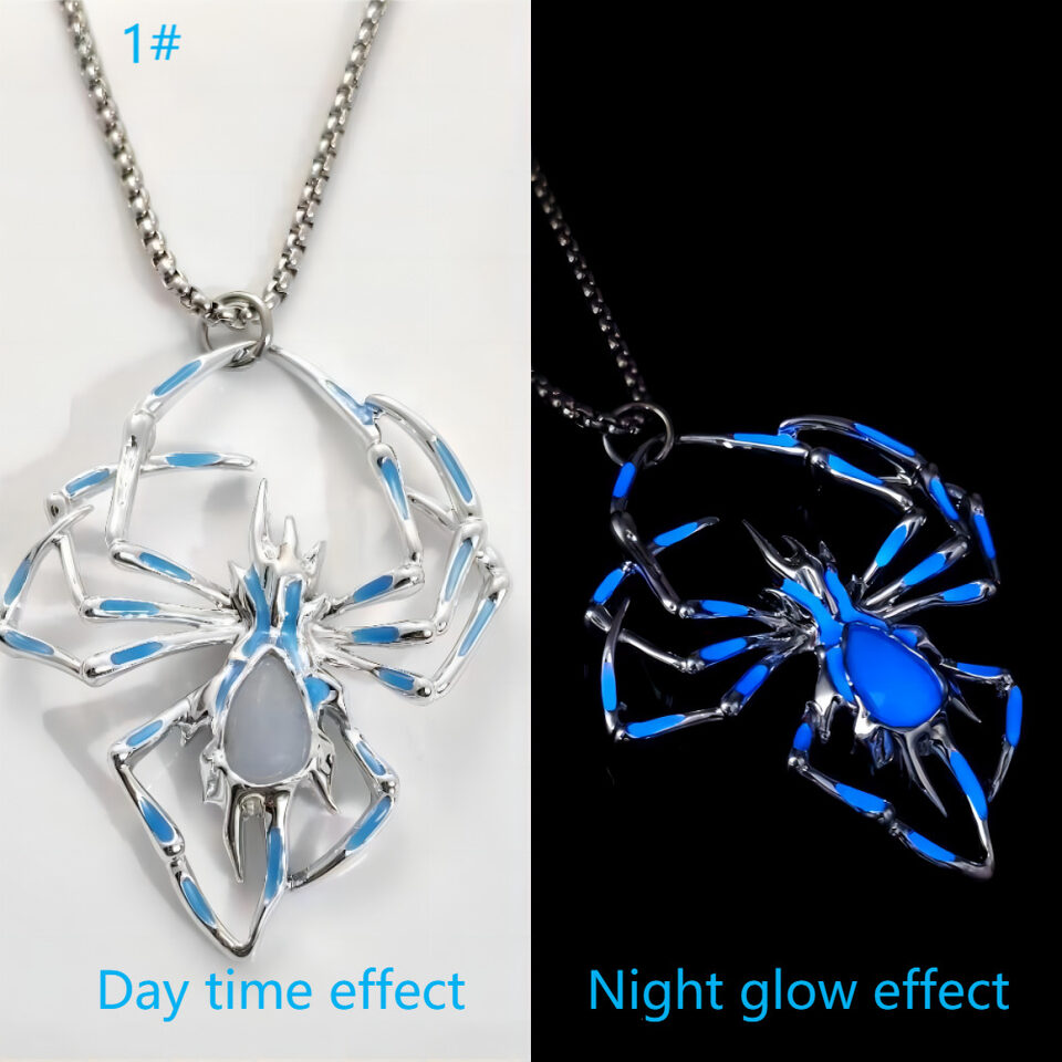 Halloween Creative Stereo Luminous Spider Necklace Jewerly Glowing