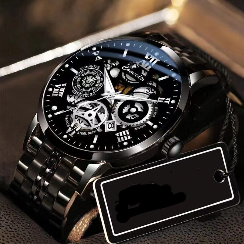 Fashion Jewelry Hollow Men's Watch Waterproof Luminous Calendar