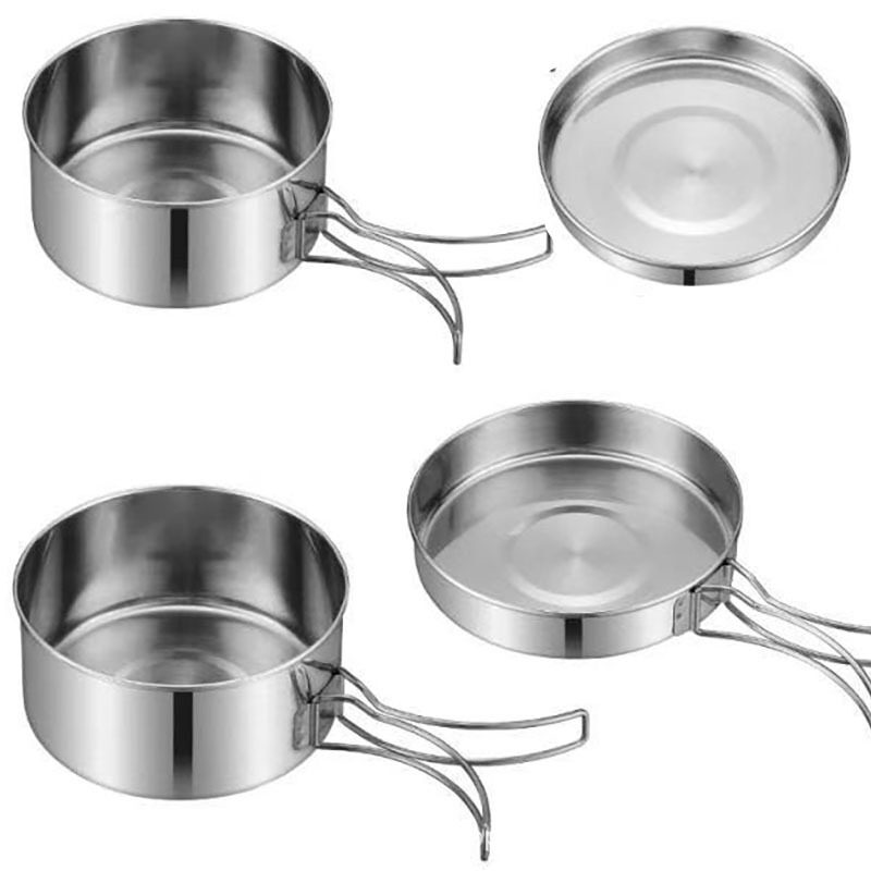 Outdoor Stainless Steel Cookware Suit Camping Portable Pot