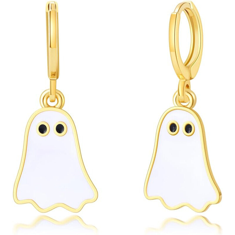 Halloween Ghost Earrings For Women Gold Huggie Hoop