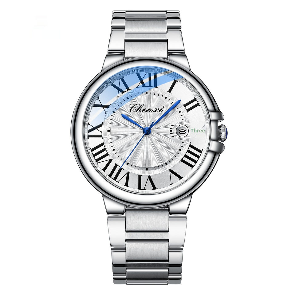 Roman Couple Watches Calendar Steel Belt Waterproof Luminous