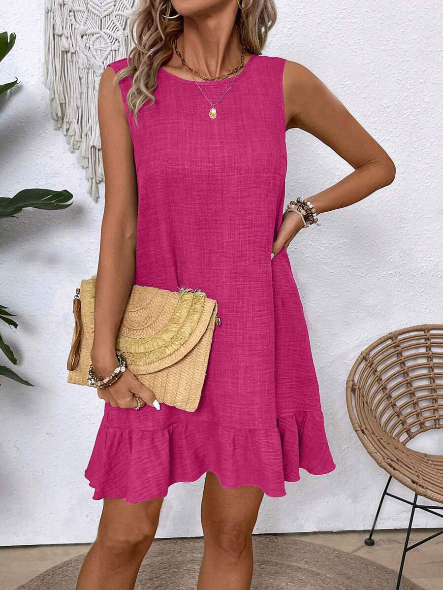 Summer Ruffle Dress Fashion Loose Sleeveless Straight Beach