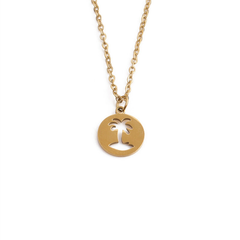 Titanium Steel Hollow Coconut Tree Pendant Neck Accessories