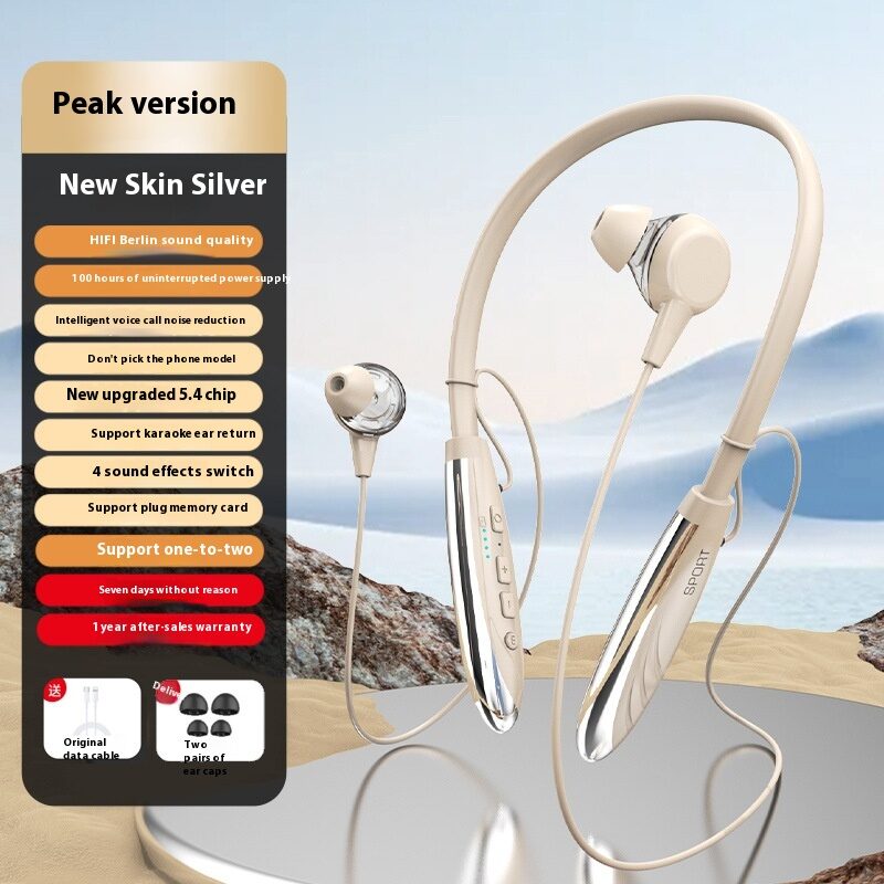 Neck Wireless Bluetooth-compatible Earphones 9D Stereo Surround Headphone