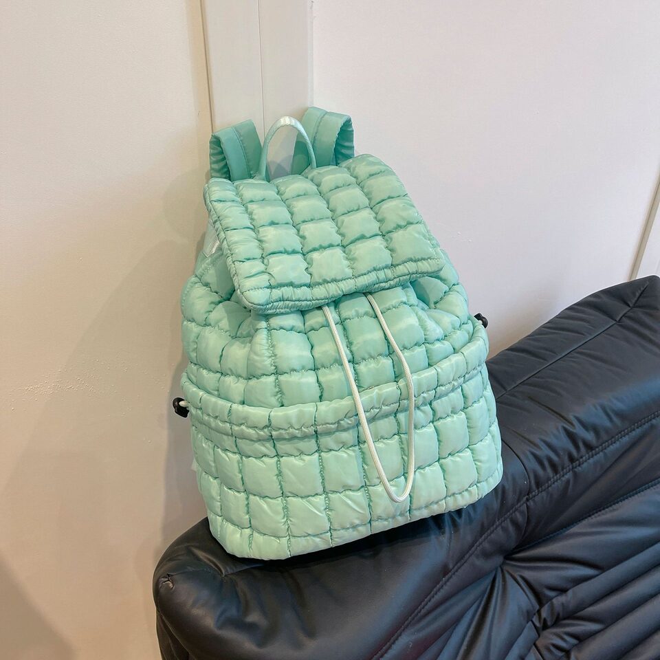 Candy Color Quilted Women Backpack Puffy Down Padded