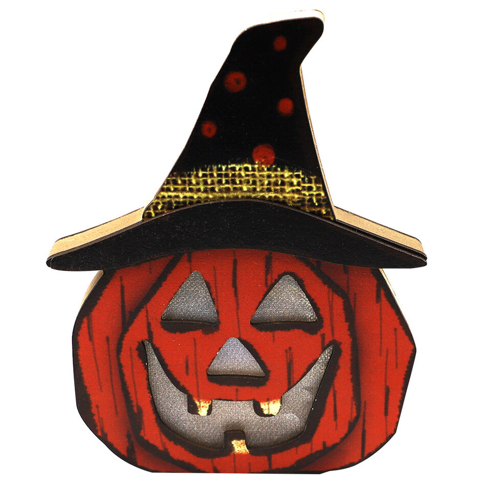 Creative Halloween Wooden Pumpkin Lamp Decorations