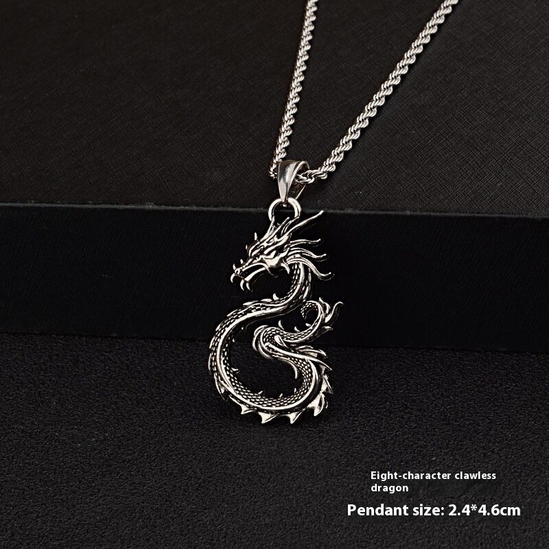 Fashion Jewelry Dragon Sword Pendant Necklace Paved Black