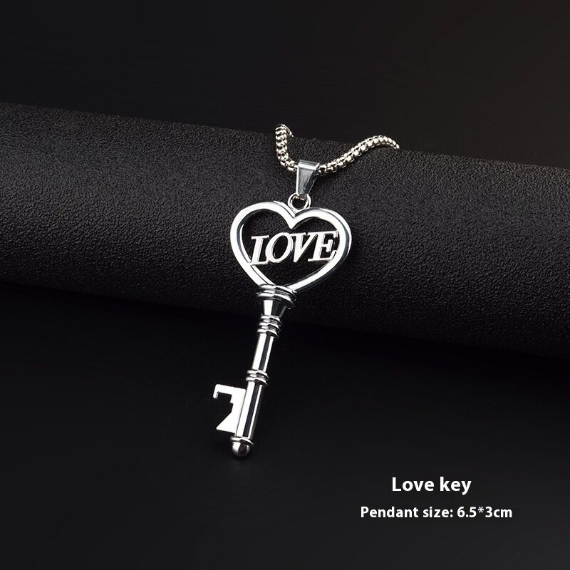 Stainless Steel Necklaces Sweet Heart Key Pendants Choker