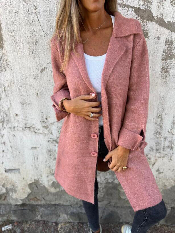 Lapel Single Breasted Cardigan With Pockets Fashion Color