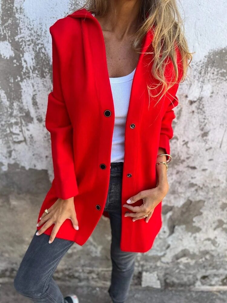 Casual Hooded Single-Breasted Cardigan Fashion Loose Solid Color