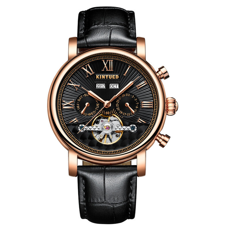 Automatic Mechanical Men's Authentic Leather Hollow Out Watch