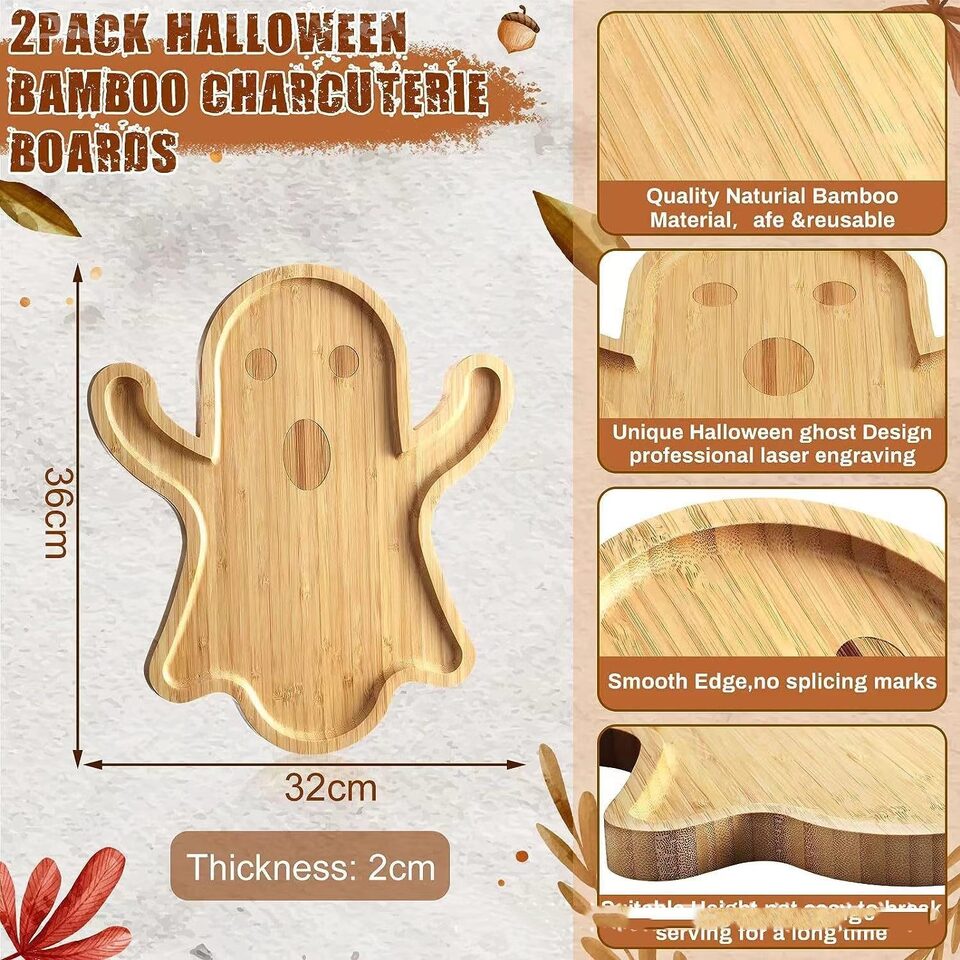 Halloween Ghost Wood Pan Plates Fruit Dishes Decorative