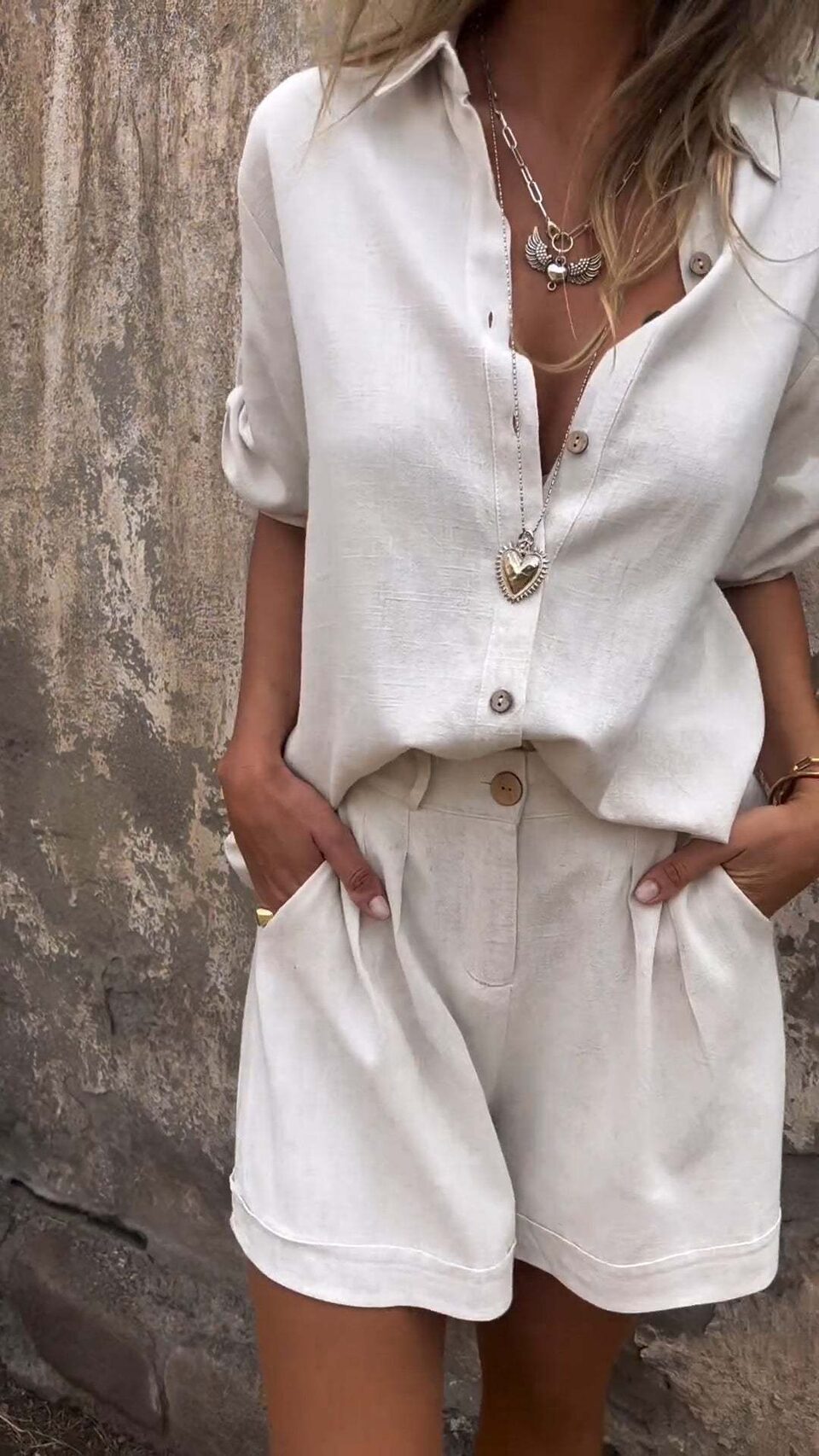 Short-sleeved Suits Fashion Lapel Button Shirt Top