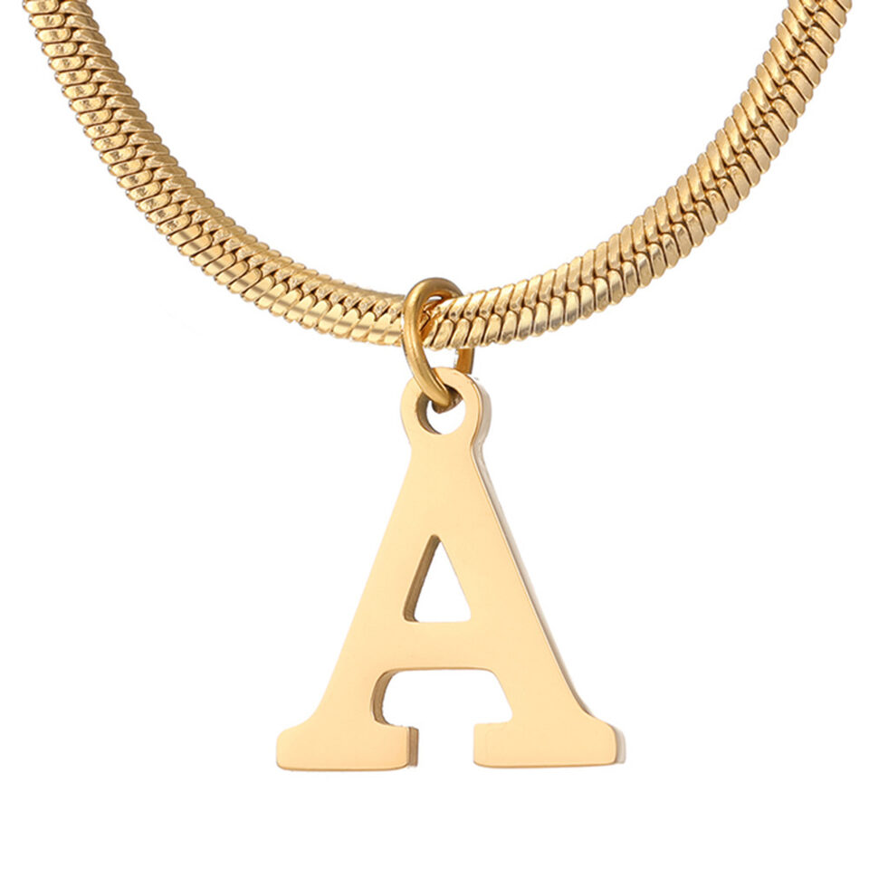 Minimalist A-Z Letter Pendant Necklace For Women Stainless