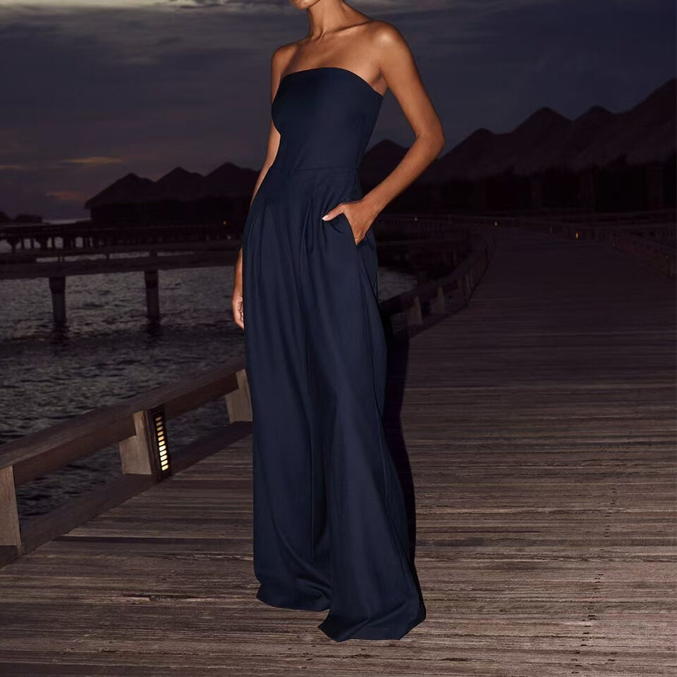 Loose Tube-top Jumpsuit Ins Fashion Backless Wide Leg