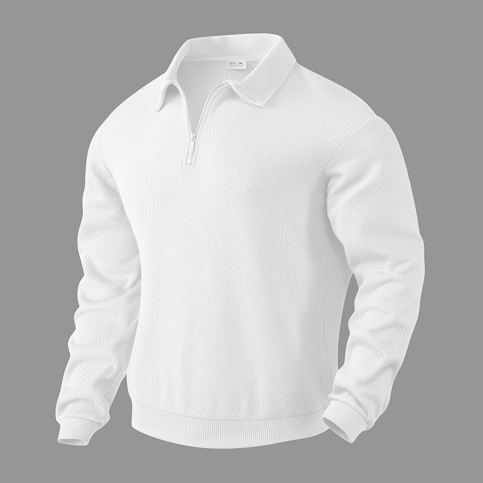 Lapel Jacquard Half-zipper Sweatshirt Fashion Solid Color Long-sleeved