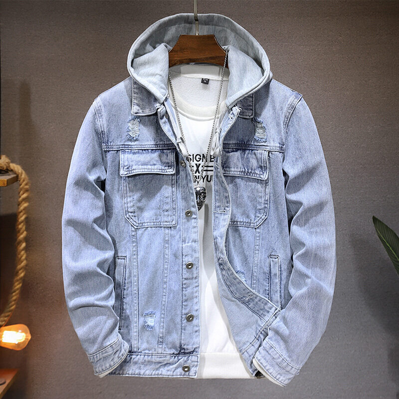 Men's Jacket Detachable Hooded Denim Men